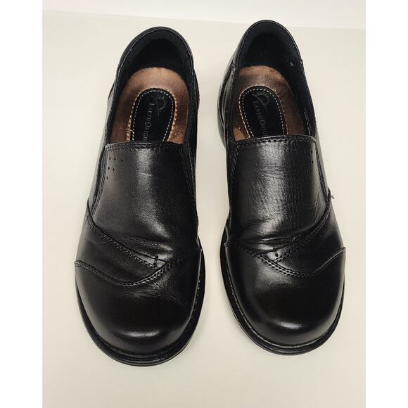 Earth Origins Victoria Black Leather Clog Heel Loafers 2013F Women's Size 8M - Picture 5 of 10